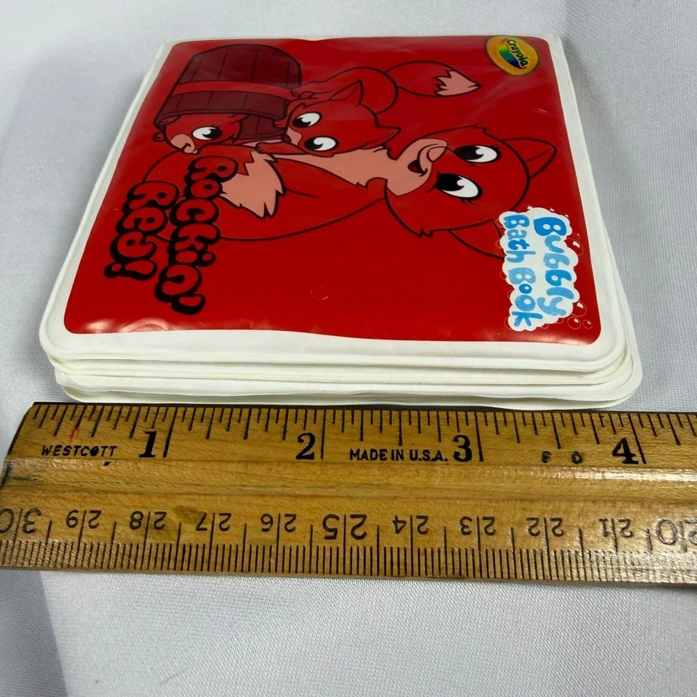Crayola Rockin' Red Bubbly Bath Book Kids Red Animal Print Sensory Toy Puffy VTG